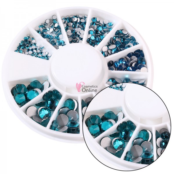 Carusel 3D pentru unghii C083 cu strasuri din Cristale Turcoaz 400 buc 1,5-5mm